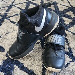 Nike Black Sneakers Size 5.5 with Velcro Strap and Supportive Design